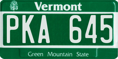 VT license plate PKA645