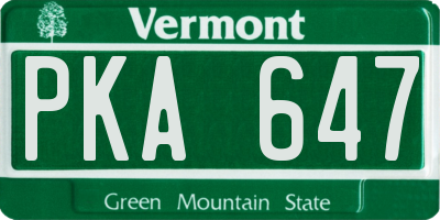 VT license plate PKA647