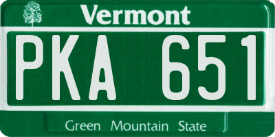 VT license plate PKA651