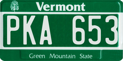 VT license plate PKA653