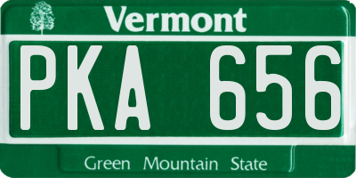 VT license plate PKA656
