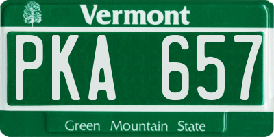 VT license plate PKA657