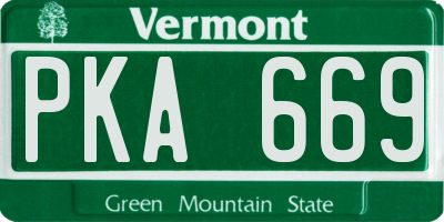 VT license plate PKA669