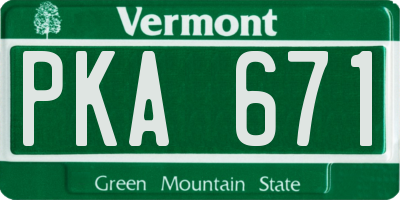 VT license plate PKA671