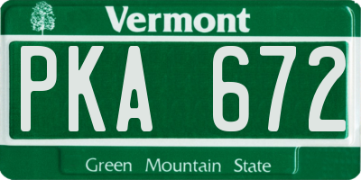 VT license plate PKA672