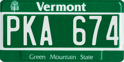VT license plate PKA674