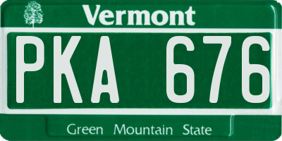 VT license plate PKA676