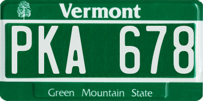 VT license plate PKA678