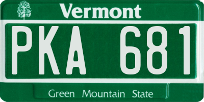 VT license plate PKA681