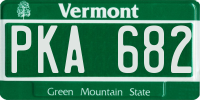 VT license plate PKA682