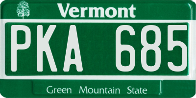 VT license plate PKA685