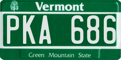 VT license plate PKA686