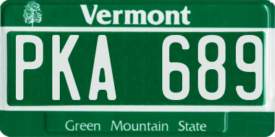 VT license plate PKA689
