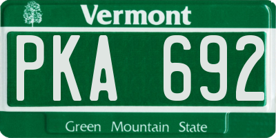 VT license plate PKA692