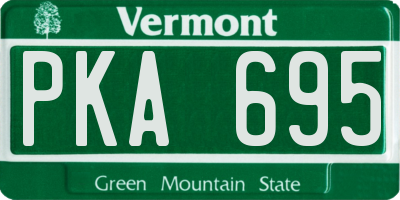 VT license plate PKA695