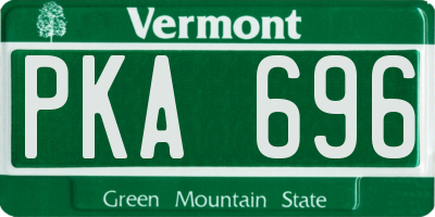 VT license plate PKA696