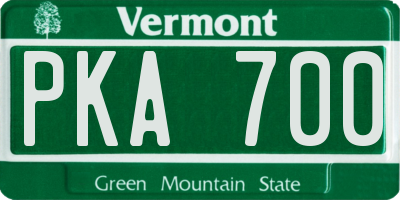 VT license plate PKA700