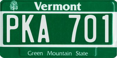 VT license plate PKA701