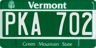 VT license plate PKA702