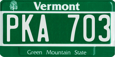 VT license plate PKA703