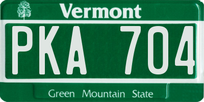 VT license plate PKA704