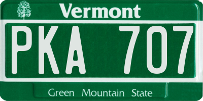 VT license plate PKA707