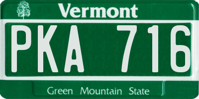 VT license plate PKA716