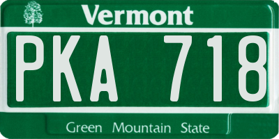 VT license plate PKA718