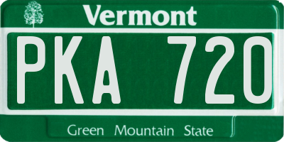 VT license plate PKA720