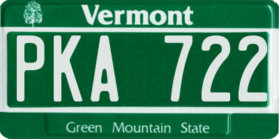 VT license plate PKA722