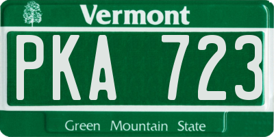 VT license plate PKA723
