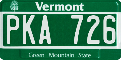VT license plate PKA726