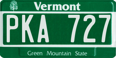 VT license plate PKA727