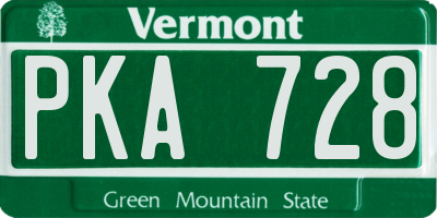 VT license plate PKA728