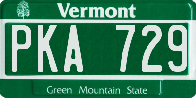 VT license plate PKA729