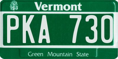 VT license plate PKA730