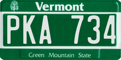 VT license plate PKA734