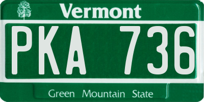 VT license plate PKA736