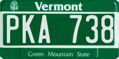 VT license plate PKA738