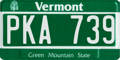 VT license plate PKA739