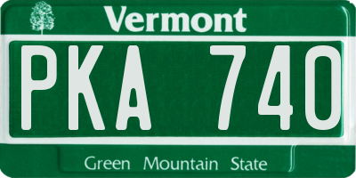 VT license plate PKA740