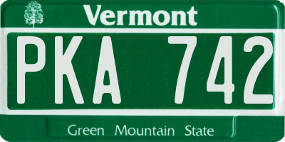 VT license plate PKA742