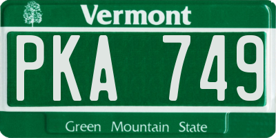 VT license plate PKA749