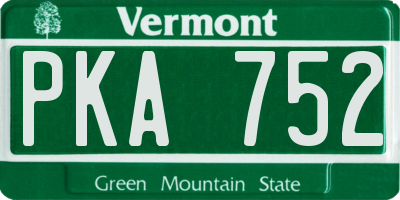 VT license plate PKA752
