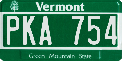 VT license plate PKA754
