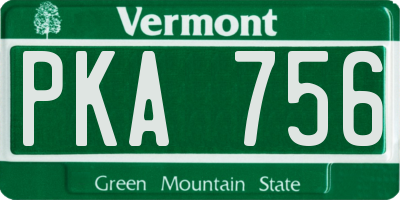 VT license plate PKA756