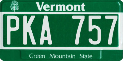 VT license plate PKA757
