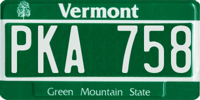 VT license plate PKA758