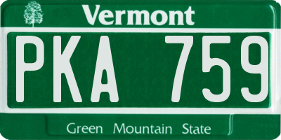 VT license plate PKA759