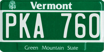 VT license plate PKA760